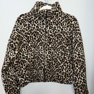 Cheetah zip up puffer jacket